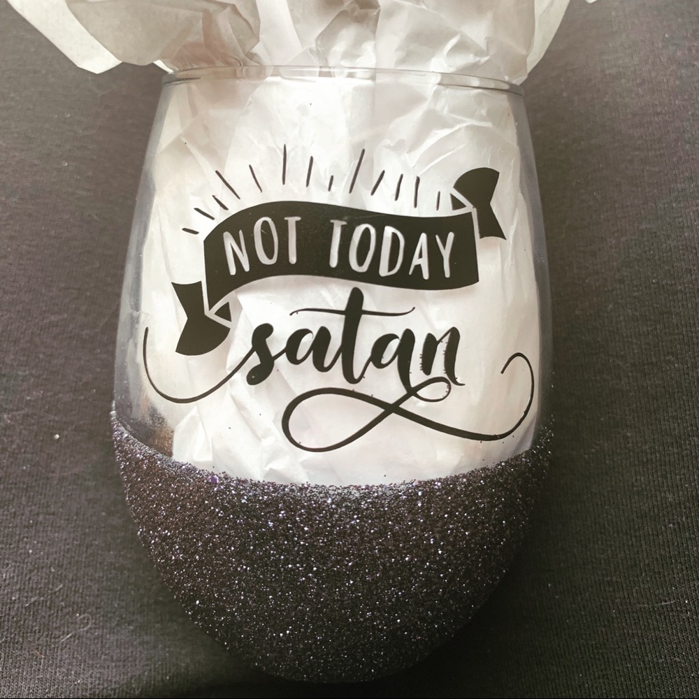 Handmade Glitter Dipped Stemless Wine Glass